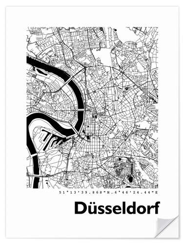 Självhäftande poster City map of Dusseldorf V