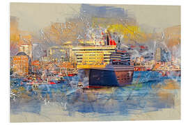 Foam board print Hamburg Queen Mary II, in the background the Elbphilharmonie