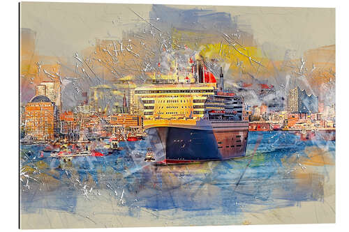 Gallery print Hamburg Queen Mary II, in the background the Elbphilharmonie