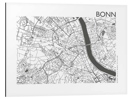 Cuadro de aluminio Bonn – mapa de la ciudad