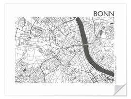 Sticker mural Bonn – plan de la ville