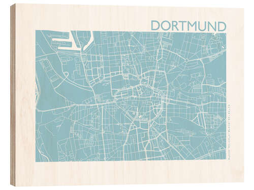 Quadro de madeira City map of Dortmund III