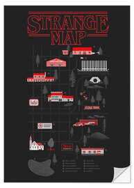 Selvklebende plakat Stranger Things map