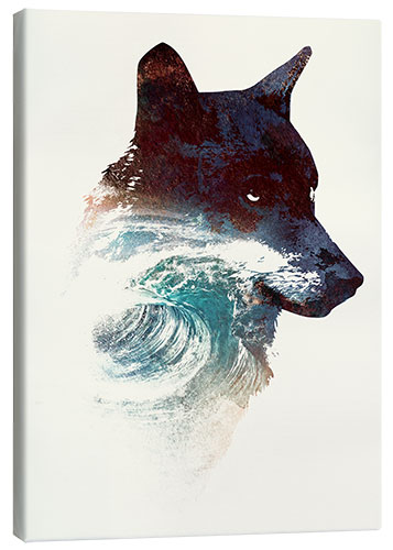 Canvas print Wolf and wave