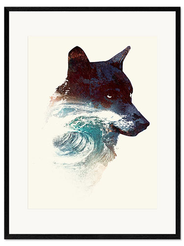 Framed art print Wolf and wave