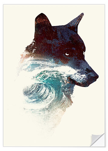 Vinilo para la pared Lobo y ola