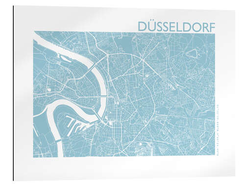 Quadro em plexi-alumínio City map of Dusseldorf IV