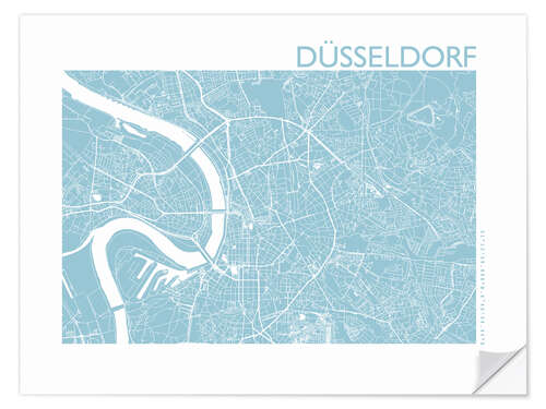 Selvklebende plakat City map of Dusseldorf IV