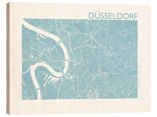 Wood print City map of Dusseldorf IV