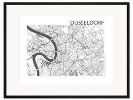 Gerahmter Kunstdruck Stadtplan von Düsseldorf III