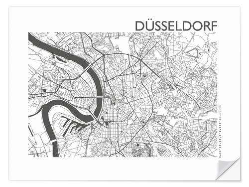 Selvklæbende plakat City map of Dusseldorf III