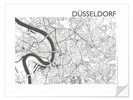 Sticker mural Plan de la ville de Düsseldorf III