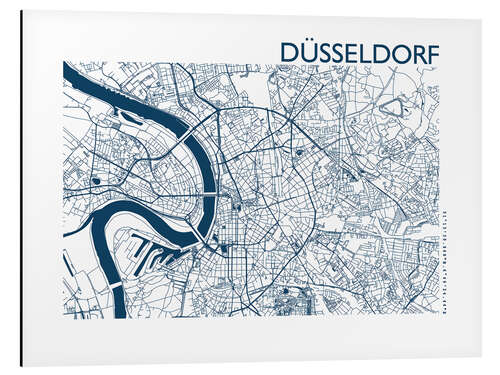 Aluminiumtavla City map of Dusseldorf II