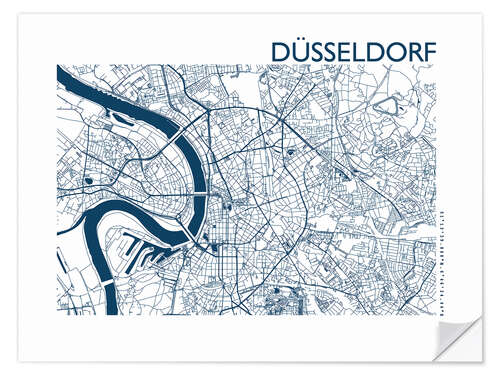 Sticker mural Plan de la ville de Düsseldorf II