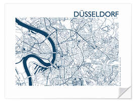 Sticker mural Plan de la ville de Düsseldorf II