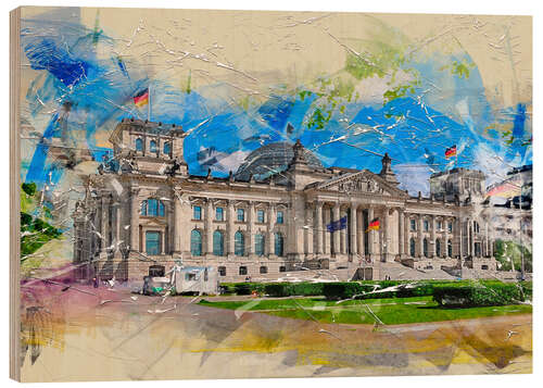 Wood print Berlin Reichstag
