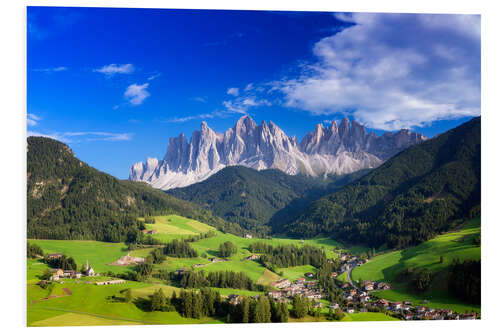 Hartschaumbild Sommer in Südtirol mit Geisler Gruppe