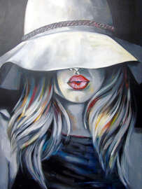 Magnettafel Frau mit Hut