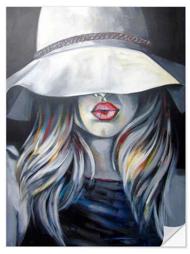 Selvklebende plakat Woman with hat