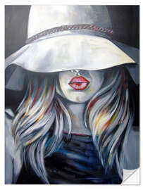 Selvklebende plakat Woman with hat