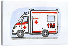 Stampa su tela  Hugos ambulance - Hugos Illustrations