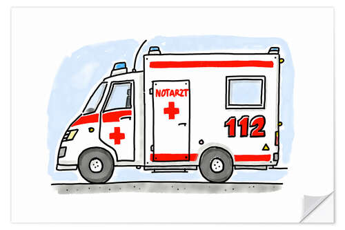 Selvklæbende plakat Hugos tysk ambulance