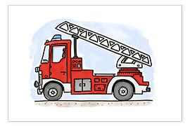 Poster  Camion de pompier - Hugos Illustrations