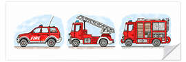 Sticker mural Les véhicules de pompiers d'Hugo