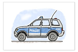 Poster  La voiture de police allemande d&#039;Hugo - Hugos Illustrations