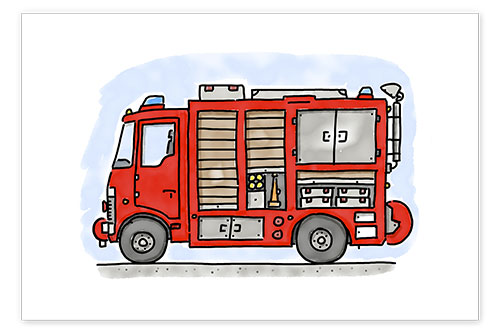 Poster Hugos fire department emergency vehicle