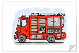 Självhäftande poster Hugos fire department emergency vehicle