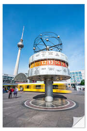 Muursticker World Clock and TV Tower at Alexanderplatz in Berlin, Germany