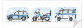 Wandsticker Hugos  Polizei 3-er Set