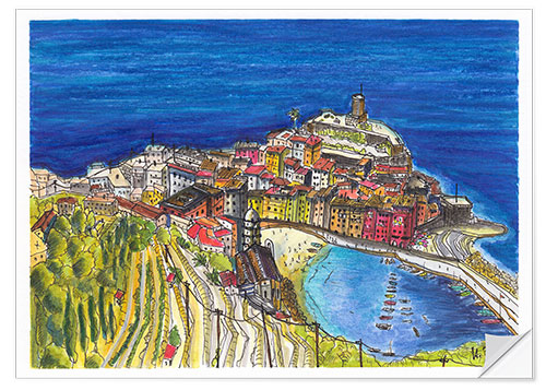 Selvklæbende plakat View to Vernazza