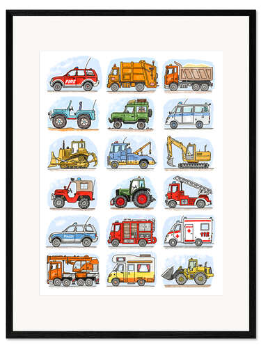 Gerahmter Kunstdruck Alle meine Autos