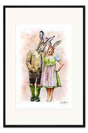 Gerahmter Kunstdruck Oktoberfest-Hasen