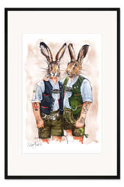 Gerahmter Kunstdruck Hasen-Buben
