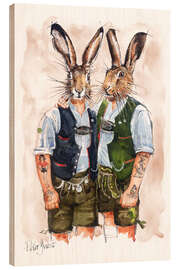 Obraz na drewnie  Gay Rabbits - Peter Guest