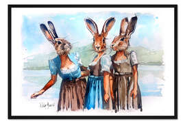 Gerahmter Kunstdruck Hasenmädels