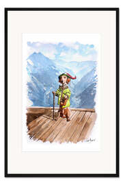 Gerahmter Kunstdruck Dackel in den Alpen