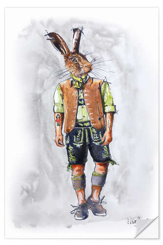 Wandsticker Hasenkerl in Lederhose
