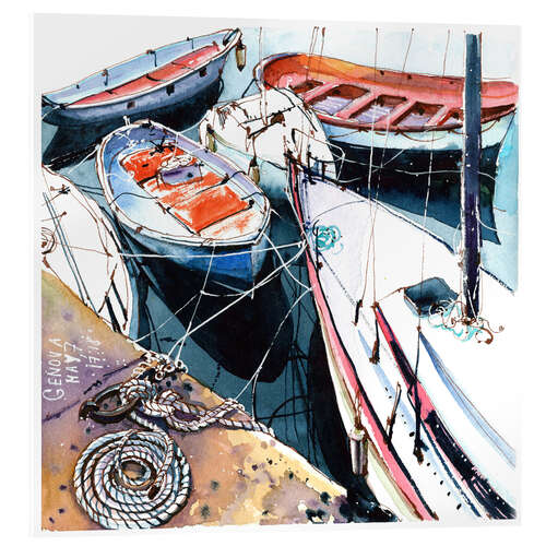 Acrylglas print Harbor boats in Genoa, Italy