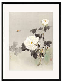 Gerahmter Kunstdruck Junger Vogel und ein Schmetterling