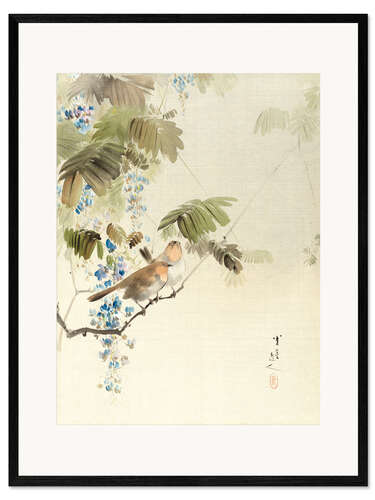 Impression artistique encadrée Oiseaux et fleurs