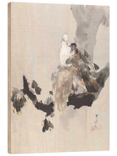 Wood print Pigeons in a Tree