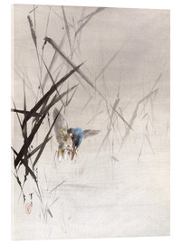 Akrylbillede Bird catches fish - Watanabe Seitei