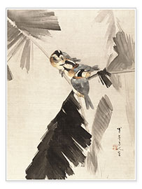 Tableau  Trois oiseaux sur une branche - Watanabe Seitei