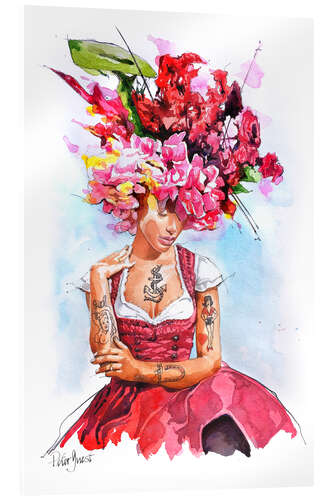 Tableau en verre acrylique Des fleurs dans les cheveux