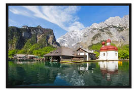 Gerahmter Kunstdruck Häuser am Königssee, Nationalpark Berchtesgaden