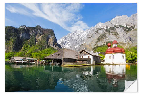 Selvklæbende plakat Houses at Koenigssee, Berchtesgaden National Park